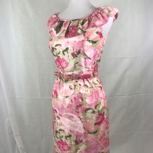 Vintage style rose pink floral tea dress cocktail